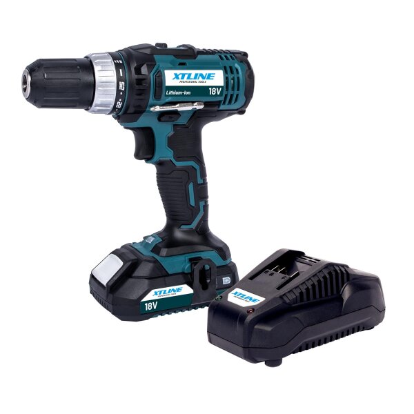 XTLINE Akku-Bohrmaschine 18 V, 35 Nm + Akku-Pack 2,0 Ah + Ladegerät 2,4 A