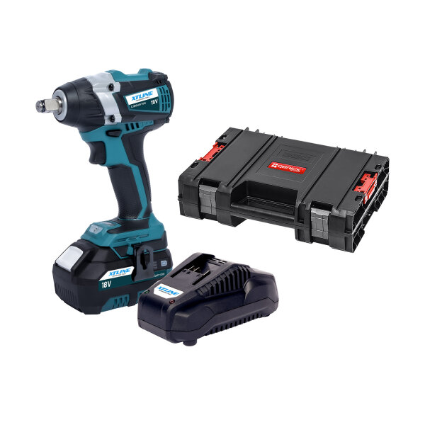 XTLINE Akku-Schlagschrauber 1/2" BRUSHLESS 18 V, 300 Nm + Akku-Pack 5,0 Ah + Ladegerät 3,5 A