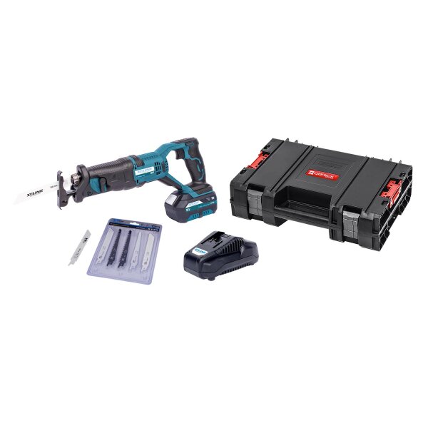 XTLINE Akku-Säbelsäge 18 V + Akku-Pack 2,0 Ah + Ladegerät 3,5 A + Box