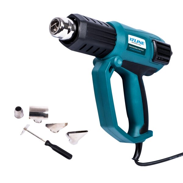 XTLINE Heißluftpistole mit elektronischer Regelung 2000W, 5er-Zubehörset, Box